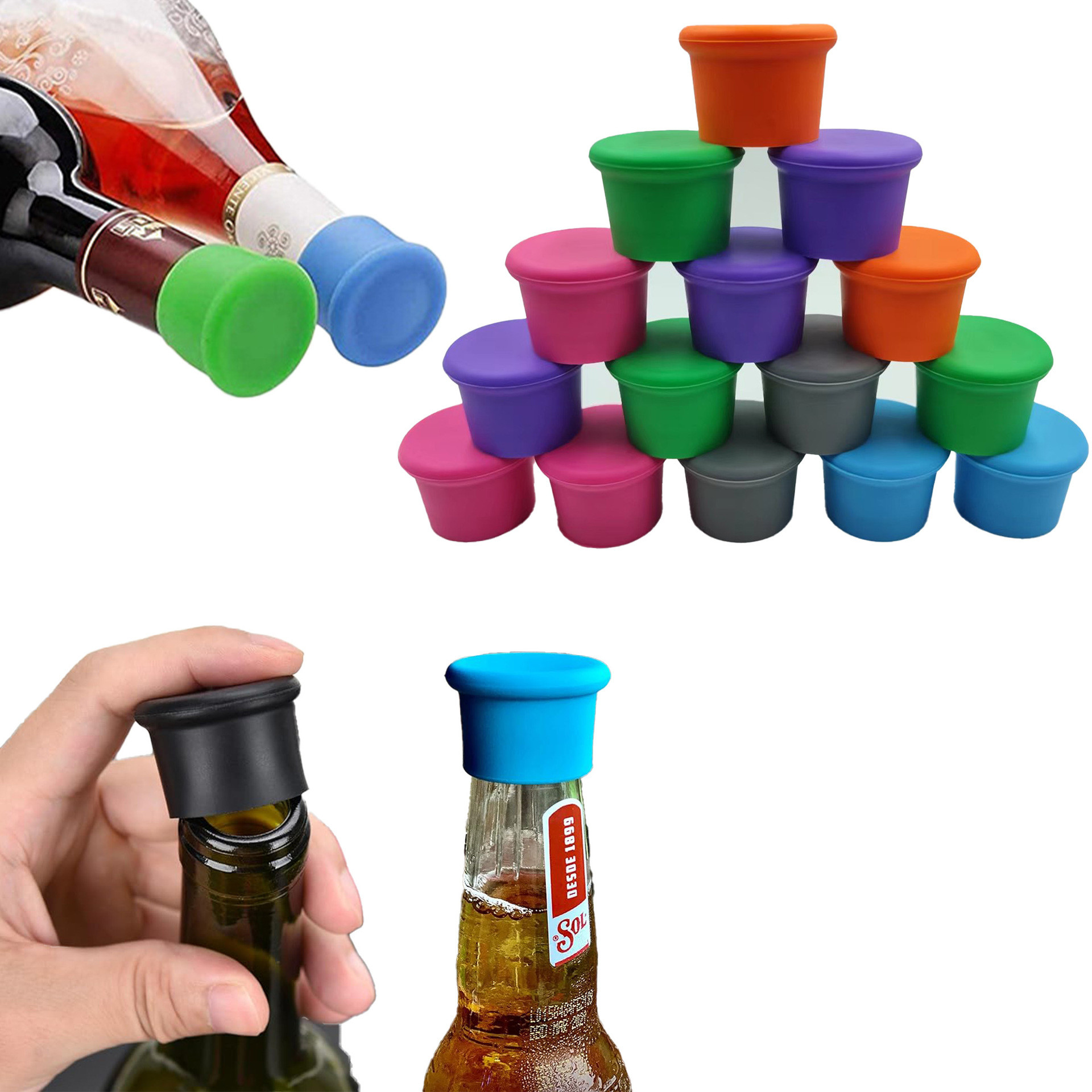 Silicone Wine Stoppers Reusable Beer Bottle Cover Wine Bottle Stopper Wine Saver Wine Gifts Sealer Covers Easy To Clean