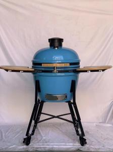 Wholesale Charcoal 22 Inchs Ceramic Kamado Grills Blue Smooth Surface BBQ Bamboo Handlle from china suppliers