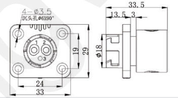 Solder 3pin M19 Connector Overmolded Black Nylon PA66 Aluminum Alloy Shell