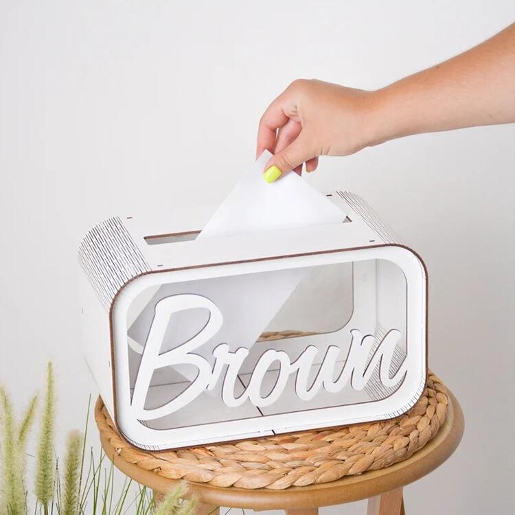 Amazon hot sale wooden wedding card storage box with PVC window ,gift card storage box