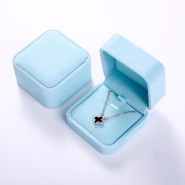 2.8X3.3X1.4in 0.8gram Jewelry Paper Packaging Recycled Blue Carton Velvet