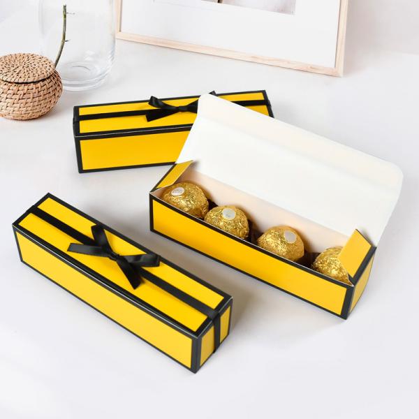 Valentine's Day Long Strip Bow Paper Boxes Korean Style Foldable Chocolate Gift Boxes