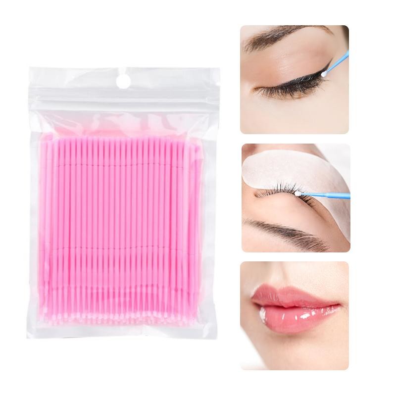 100PCS / Bag Disposable Cotton Swabs Plastic Grafted Eyelash Remover Cleaning Microfiber Tip
