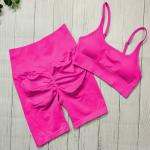 Summer Two Multicolor Yoga Outfits Ruched Butt Lifting Shorts And Breathable