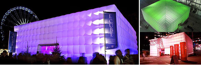Giant Purple Lighting Inflatable Cube Tent Printed For Exhibition