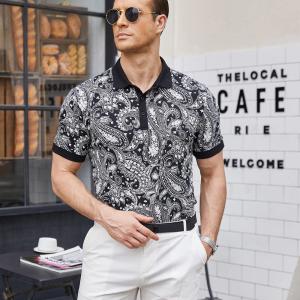 Wholesale Knitted Fabric Custom Mens Slim Fit Paisley Polo T Shirts Floral Print Shirt MACTING from china suppliers