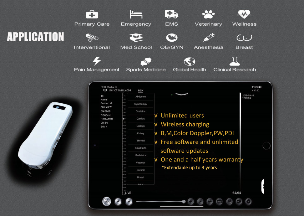 DICOM Medical Hospital Equipments 128 Element Portable Wifi Wireless Ultrasound Scanner