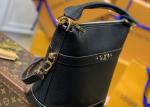 Small Genunie Black Printing Linning 25cm Cowhide Bucket Bag Handhold