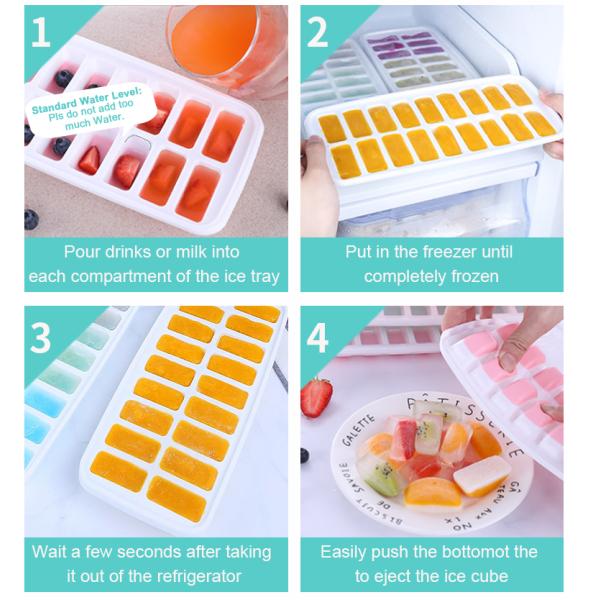 18 Cavity Eco-Friendly Silicone Ice Cube Tray Mold with Removable Lid Durable Material