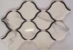 Black Marble Stone And Glass Mosaic Tiles Sheets , Glass Mosaic Kitchen Tiles