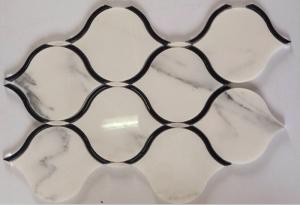 Wholesale Black Marble Stone And Glass Mosaic Tiles Sheets , Glass Mosaic Kitchen Tiles Floor Pattern from china suppliers