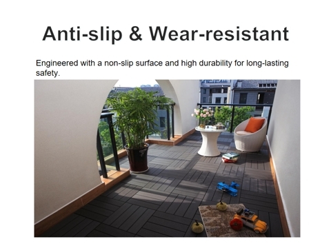 Durable Wood Plastic Composite Patio Deck Tiles Interlocking Resist Wear