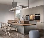 Built In Handle Gray Color Kitchen Cabinets Sheet Metal Melamine Plywood Door