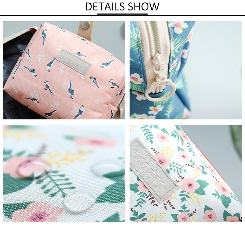 Lady'S Flower Pattern Polyester Cosmetic Makeup Bag