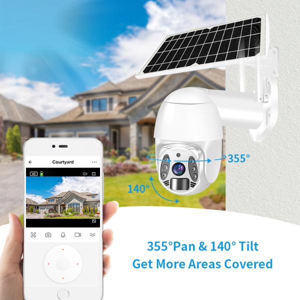 White Color 4G Solar Wifi Camera With Tuya App Remote Control