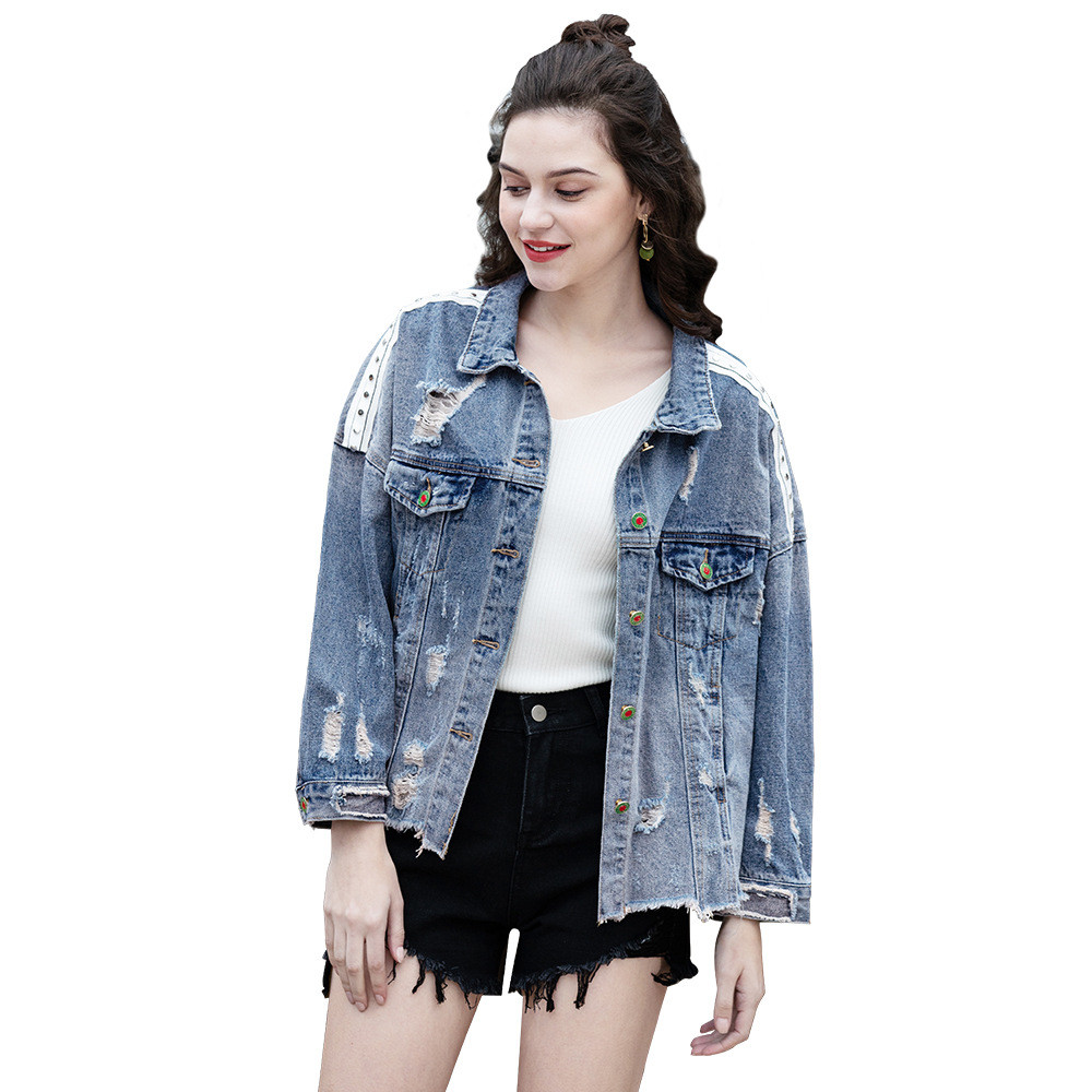 ODM OEM Spring Ladies Jackets Coats Long Sleeve Denim Jacket