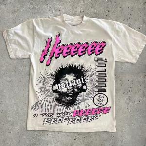 Wholesale Custom Logo Printing T-shirts 220gsm Cotton T Shirts Heavyweight Oversized Screen Printed Crew Neck Tshirts Men from china suppliers