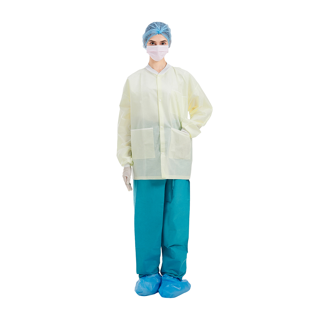 OEM Hospital Scrub Suit , Disposable Dental Lab Jackets Knit Collar