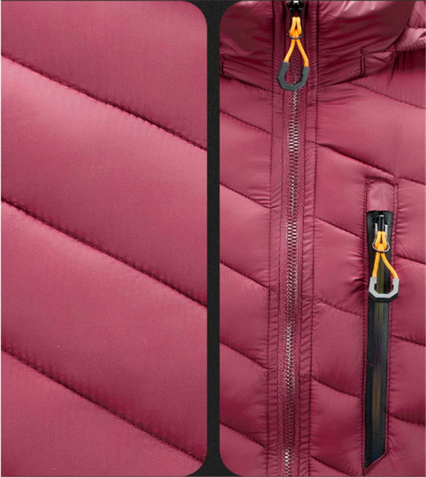 Men'S Winter Nylon Fabric Quilted Jacket With Detachable Hood