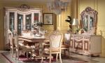 6 Chairs Carved Flower Dinning Room Set