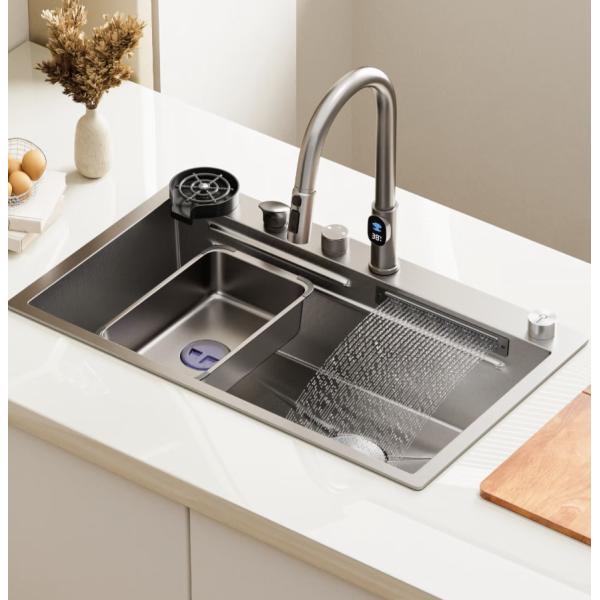 Undermount & Top Mount Compatible Adjustable Speed Stainless Steel Kitchen Sink with Rack | Custom Steel Gauge Available | Custom Basin Depth