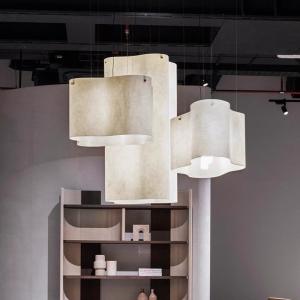 Wholesale Wabi-sabi Classic Contemporary White Fabric Chandelier Aluminum Pendant Light Fixtures Switch Control Indoor Staircase from china suppliers