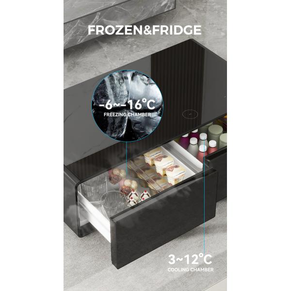 2024 Coffee Table Dining Table with Frozen Drawer and Wireless Charging Refrigerator for Home Living Room