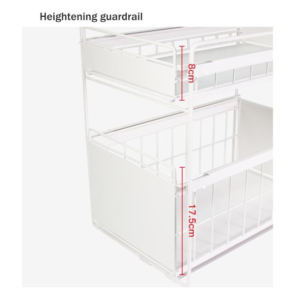 Bathroom Kitchen Stackable Double-layer Pull-out Storage Basket Spice Rack Basket Under Sink Organizer Bathroom Shelf