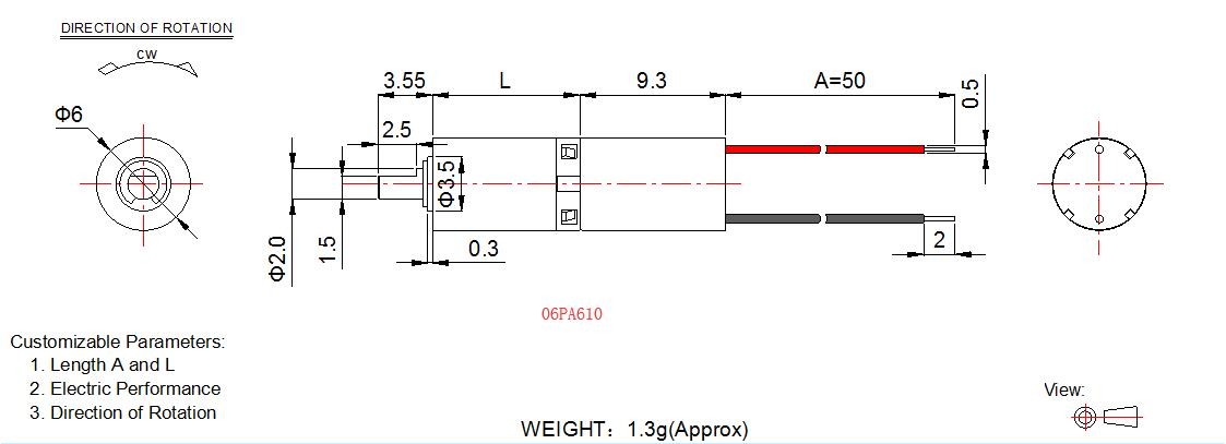1.5v 3v High Torque Gear Motor , 6mm Coreless DC Motor With Plastic Planetary Gearbox