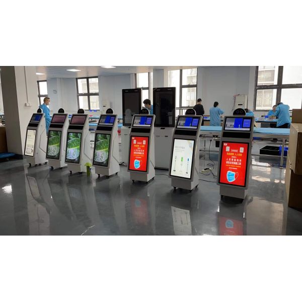 32 Inch Movable Smart Display with Wheels Height Adjustable Screen Wireless Android Tablet Gym Live Stream Factory