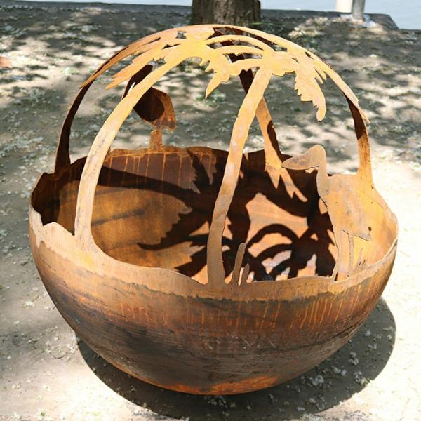 Outdoor Steel Fire Pit 1000mm Diameter 60cm/80cm/100cm Depth Wooden Box Packing