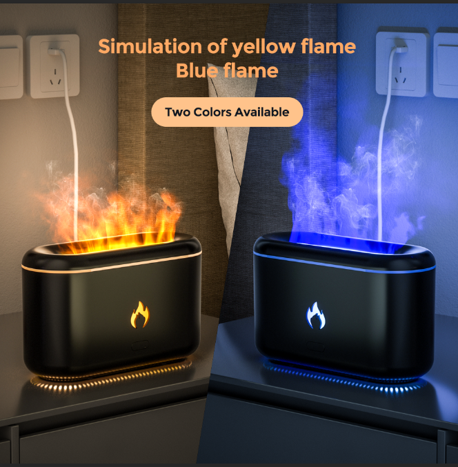 Flame Atmosphere Lamp Aroma Diffuser Essential Oil Diffuser 2024 NEW Produces Ultrasonic 7 Colors Fire Air Humidifier
