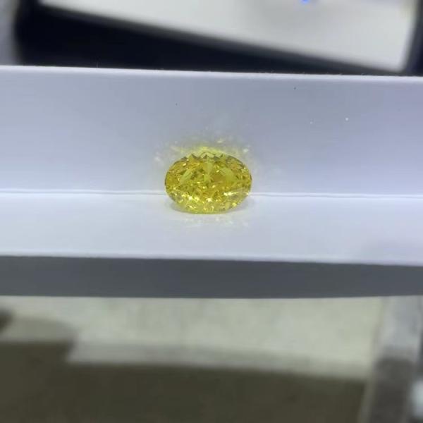 3.08ct Oval Loose Lab Created Canary Yellow Diamond IGI Certified