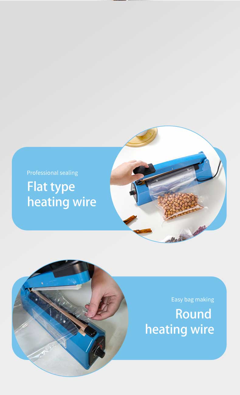 ZEQUAN Food Mini Impulse Heat Sealer for Manual Plastic Bag Sealing and Preservation