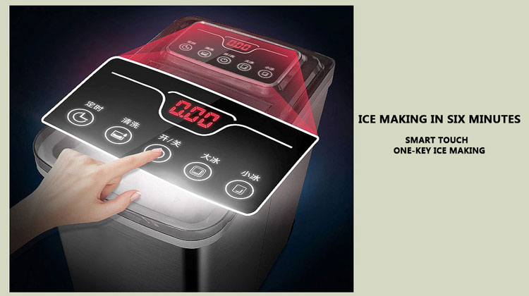 105W Energy Saving Smart Touch Screen Control Portable Mini Automatic Bullet Ice Maker for Household in Plastic Housing