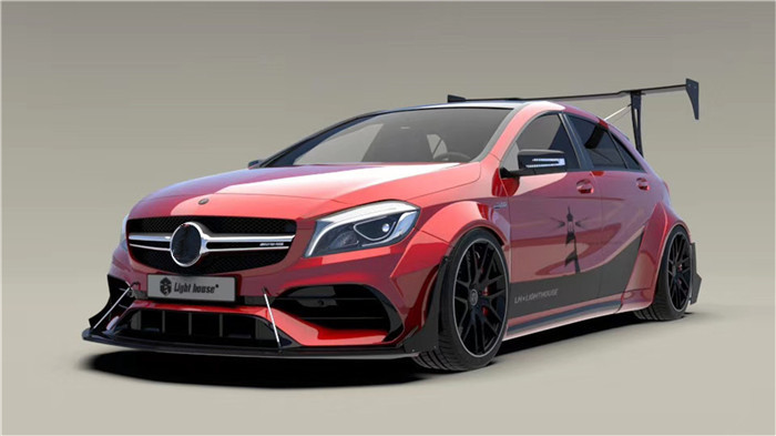 For Mercedes AMG A45 Carbon Fiber Body Kit A45 Upgraded Top Style Front Shovel Diffuser Spoiler Wide-body Kit