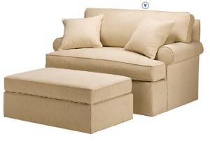 Wholesale Fabric Upholstered Double Chair And Ottoman With Back Cushion from china suppliers