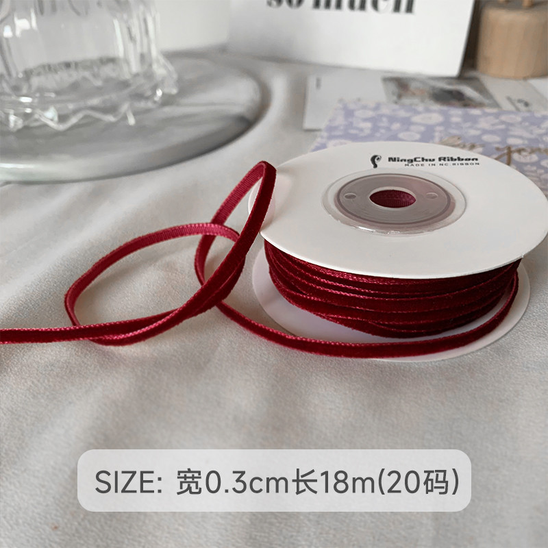 38mm Double Faced Velvet Ribbon 3.8cm Dark Red Velvet Ribbon