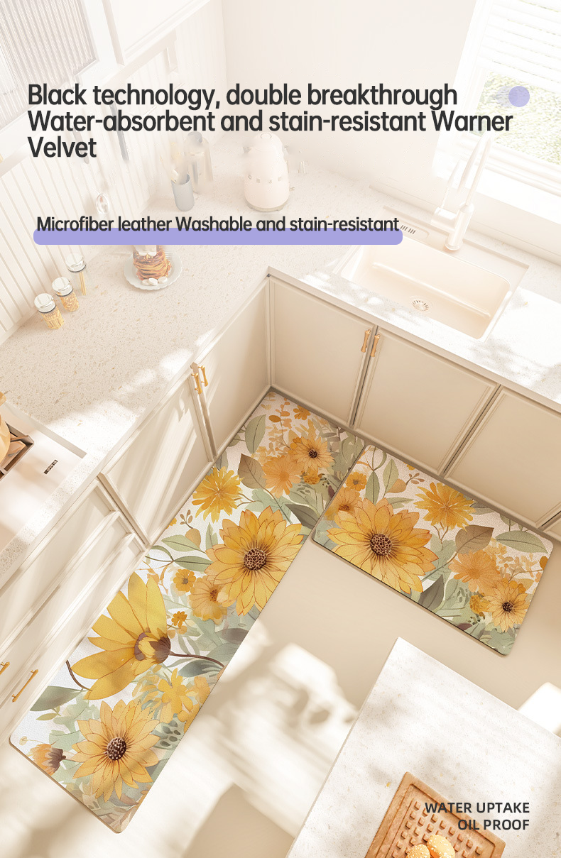 Long Kitchen Entrance Floor Mat with Customized Design and Waterproof Function