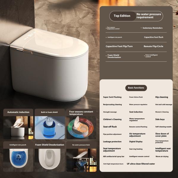 Ceramic Automatic Foot Flush Electric Commode Toilet Floor Mounted Intelligent