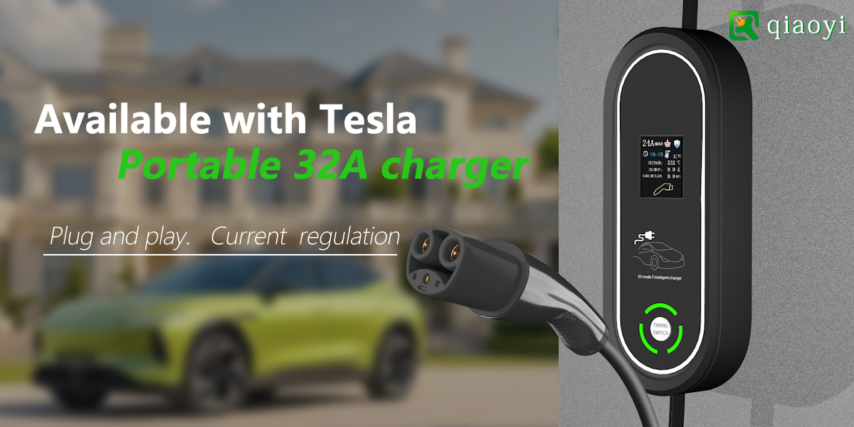 IP55 Protection Level NACS Connector 7KW Industrial Plug Fast AC Portable EV Charger for Tesla Home Charging Station Pile