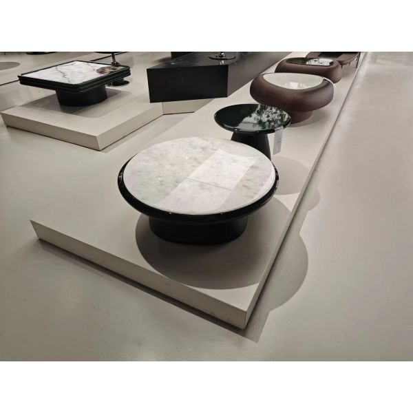 Crystal White Marble Coffee Table - Luxury Cloud Veined Art Centerpiece for Living Room