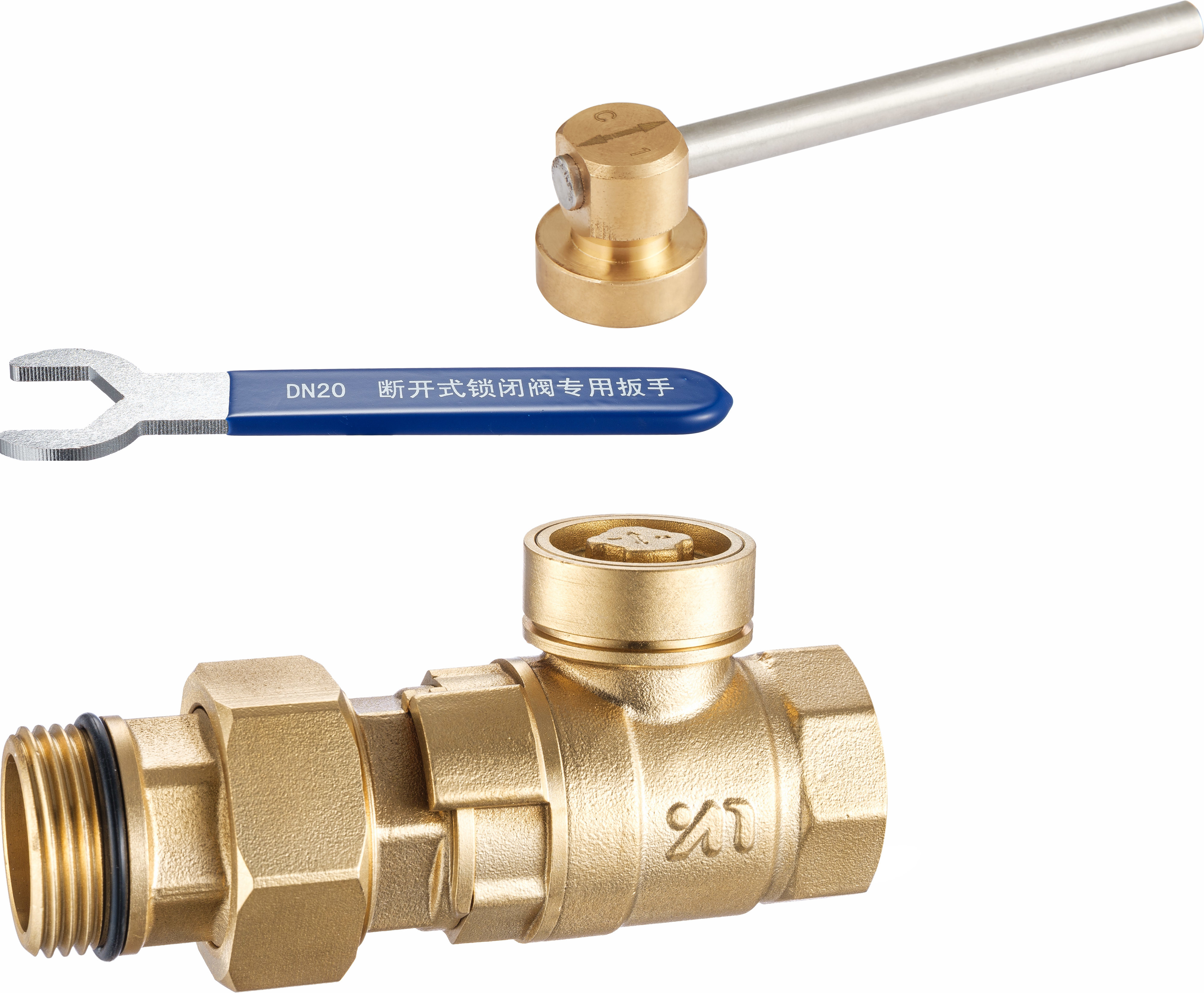 1205 Mechanical & Magnetic Lockable Water Meter Valve Ball Type DN20 DN25 DN32 w/ Flexible Coupling Quick In-Out Design