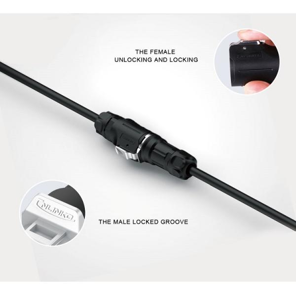 M12 Circular PBT Shell Black Colour 4 Pin Power Connector Dc Cable Connector