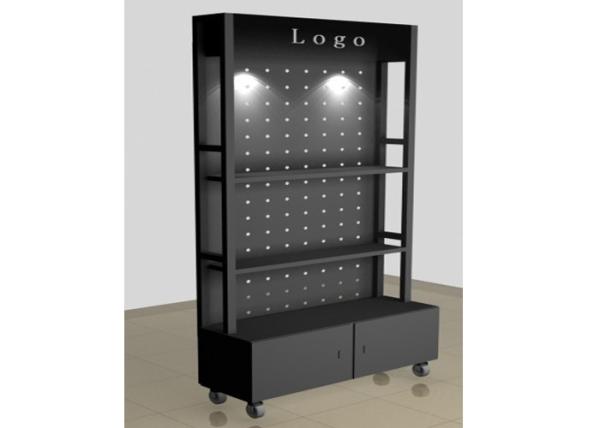All Metal Black Retail Display Cabinets , Freestanding Shop Display Cabinets