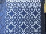 Beautiful Deep Blue Geometric Cotton Nylon Stretch Lace Fabric / Lace Curtain