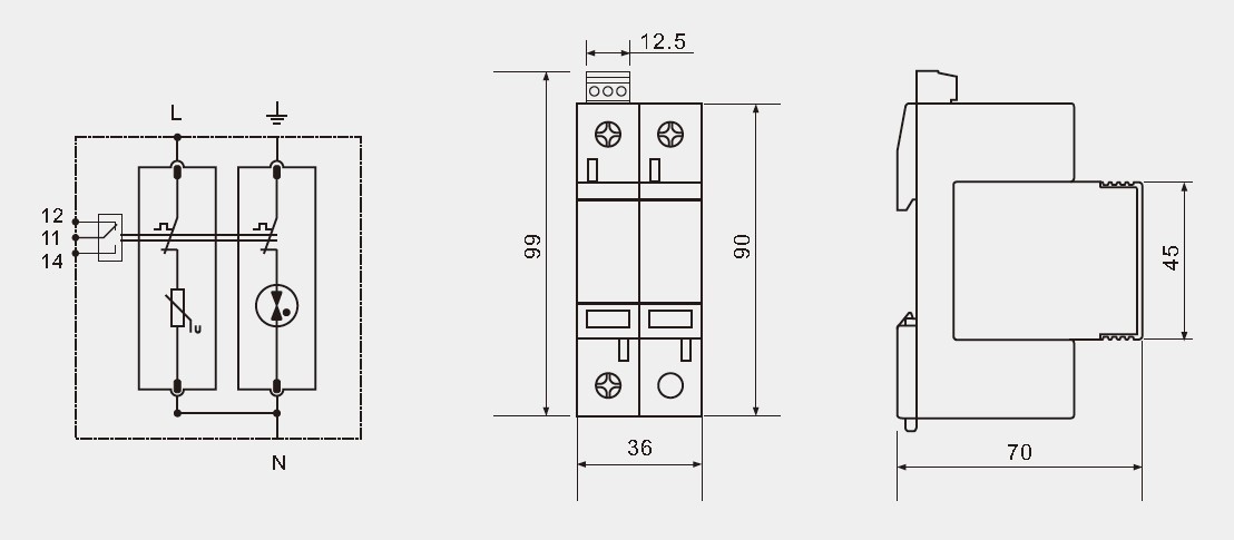 Thermal Plastic Type 2 Surge Protection Device 70kA 1P + NPE AC SPD Surge Arrester