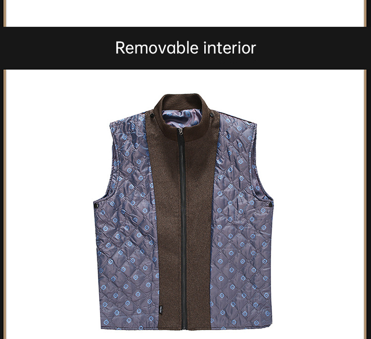 Double Collar Winter Mens Wool Long Coat with Removable Waistcoat and Custom Slim Design