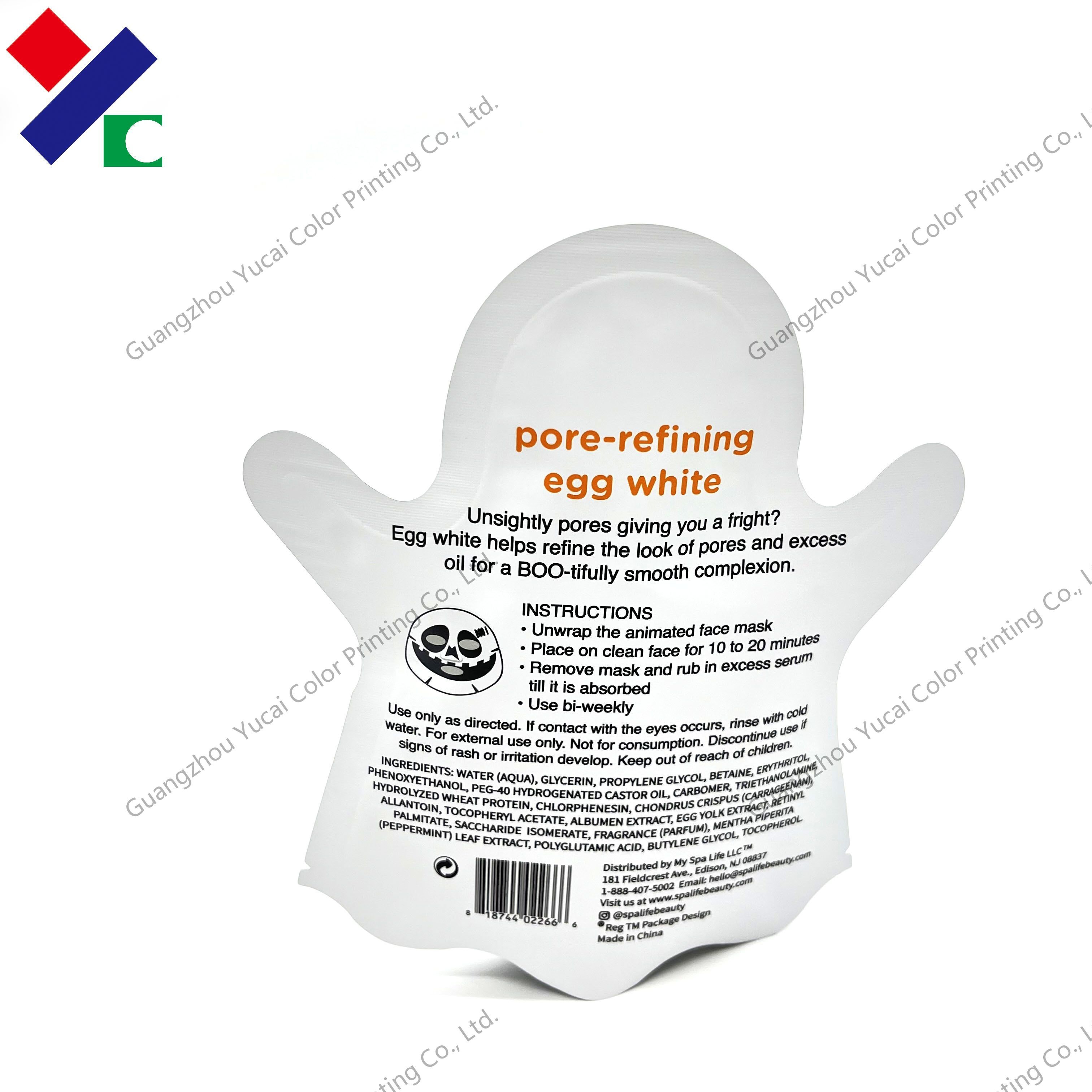 Flexible Packaging Three Side Seal Pouch Special Shaped Facial Mask Bag