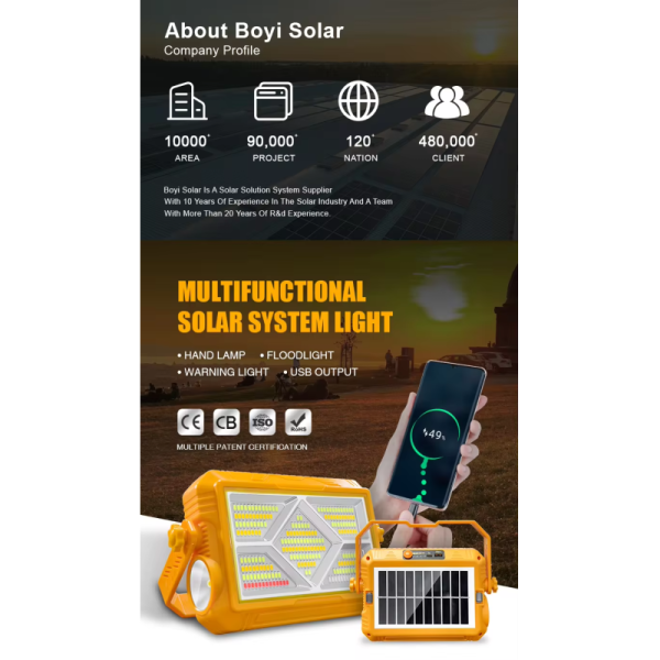 Multifunctional Solar-Powered Portable Work Light | Three Color Temperatures, Dimmable Lighting